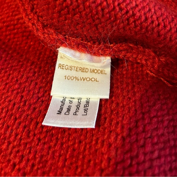 Papo d' Anjo 100% Wool Zip Up Knit Sweater Red Holiday - Picture 4 of 5